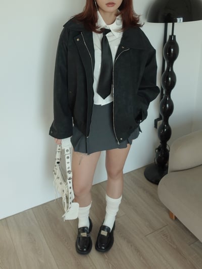 霧面質感皮革外套13