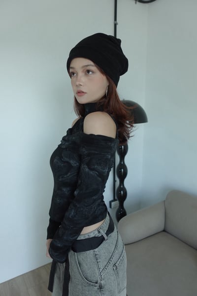 高領紮染露肩上衣6