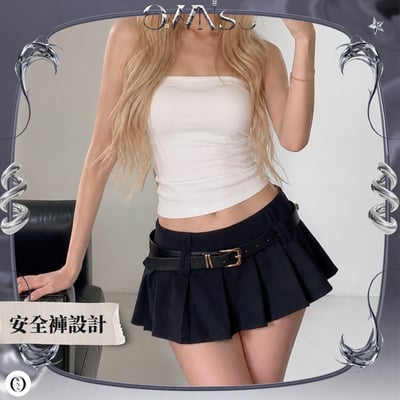 低腰寬摺百褶裙3