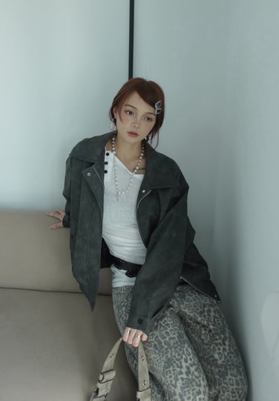 霧面質感皮革外套2