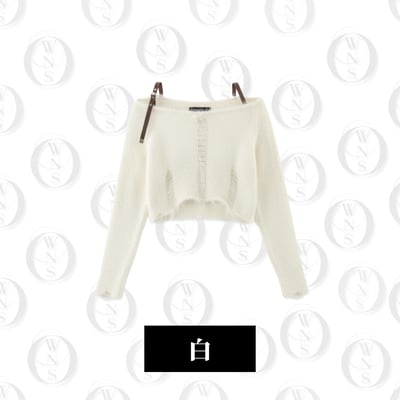 不規則鬚邊皮扣針織衫10