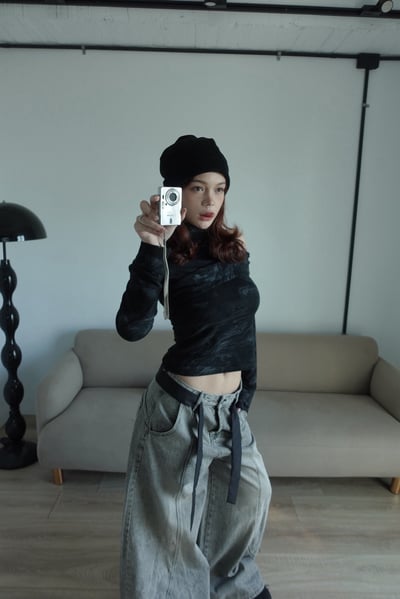 高領紮染露肩上衣5