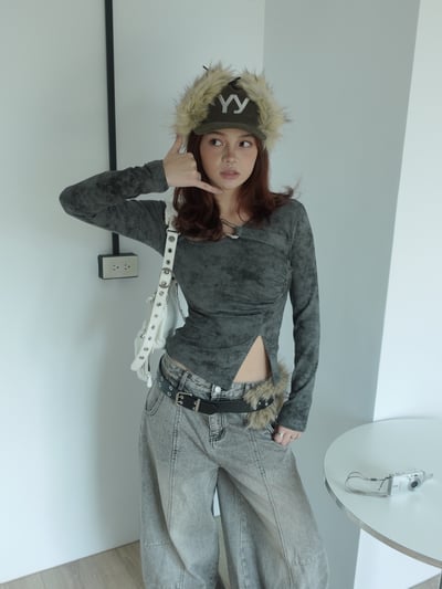 斜領銀方釦上衣1