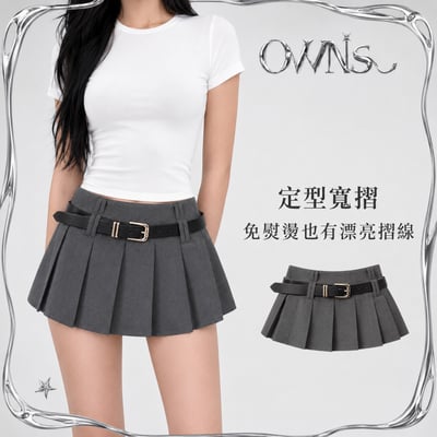 低腰寬摺百褶裙6