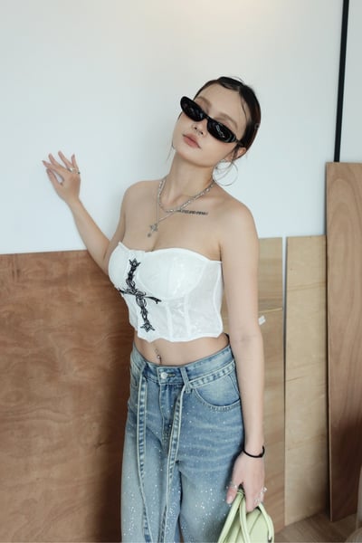 C05 r&b all night 十字抹胸背心1