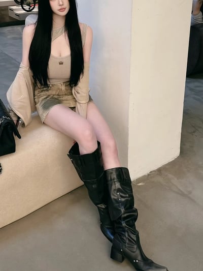 尖頭闊腿靴5