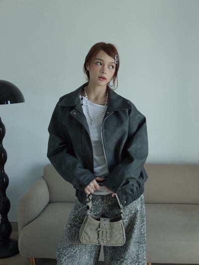 霧面質感皮革外套4