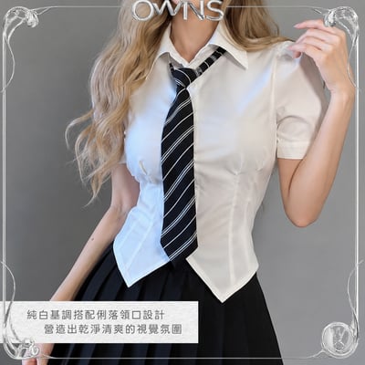 燕尾雙摺短袖襯衫4