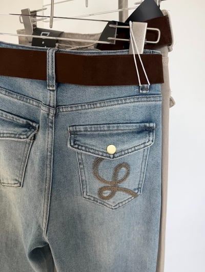 B12 瘦瘦腿牛仔喇叭褲(附皮帶)7