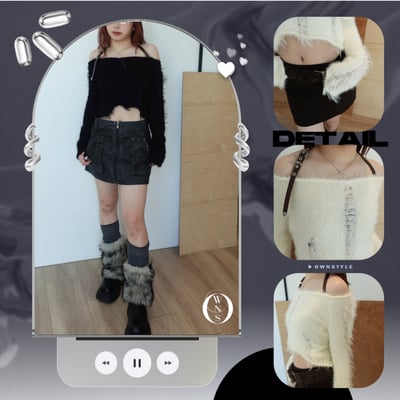 不規則鬚邊皮扣針織衫5