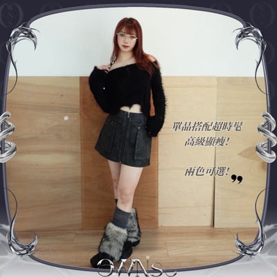 不規則鬚邊皮扣針織衫8