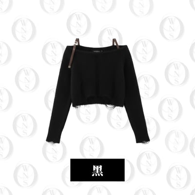 不規則鬚邊皮扣針織衫11