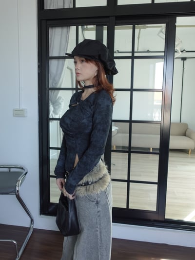 斜領銀方釦上衣3