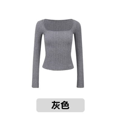 極簡U領螺紋長袖10