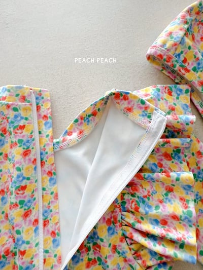 (現貨)【夏日花園連身泳衣】拉鍊款・泳衣+泳帽套組5