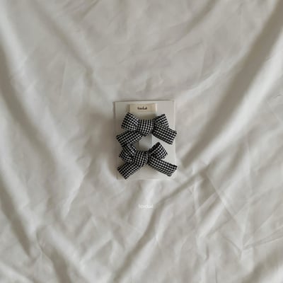 格紋蝴蝶結髮夾組 (7色)5