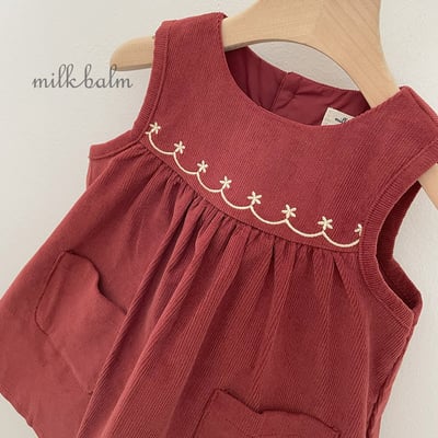 刺繡燈芯絨洋裝 (2色)6