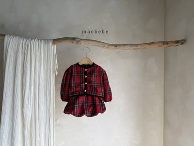 紅格紋開襟套裝6