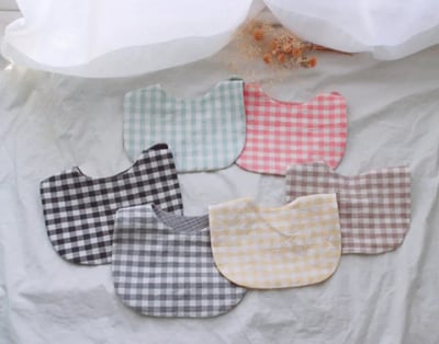 格紋雙面圍兜6入組3