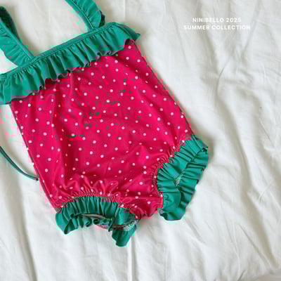 (現貨)【草莓點點泳衣】泳衣＋泳帽套組6