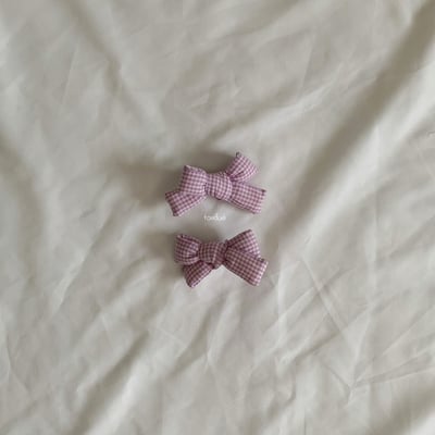 格紋蝴蝶結髮夾組 (7色)14