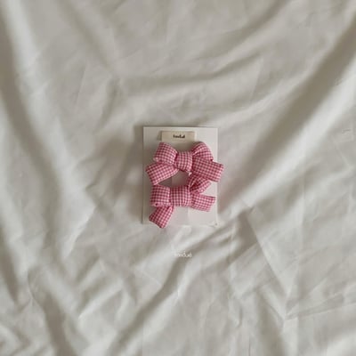 格紋蝴蝶結髮夾組 (7色)9