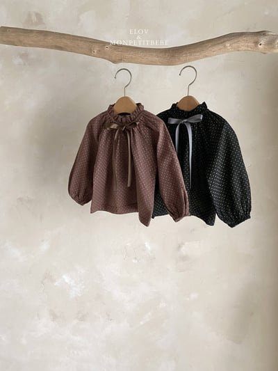 (現貨) 復古蝴蝶結點點上衣 (2色)1