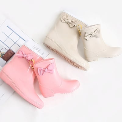 (現貨) 蝴蝶結雨靴｜韓系可愛防滑短筒雨鞋 (2色)2
