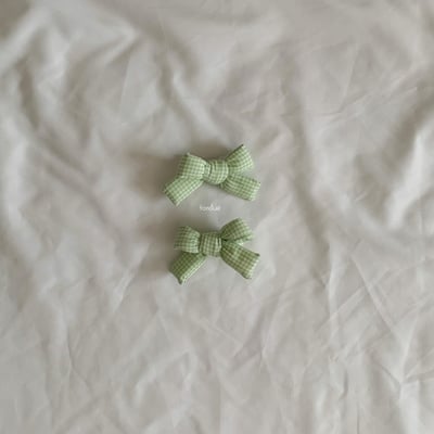 格紋蝴蝶結髮夾組 (7色)12