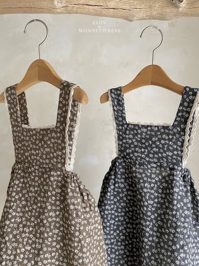 田園碎花吊帶洋裝 (2色)2