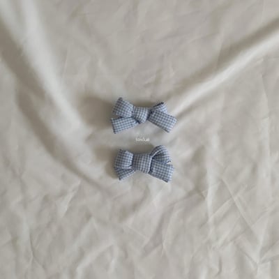 格紋蝴蝶結髮夾組 (7色)6