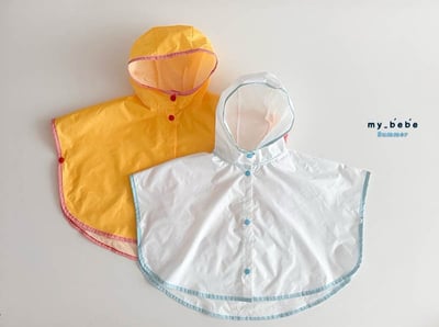 (現貨) 撞色斗篷式兒童雨衣 (2色)1