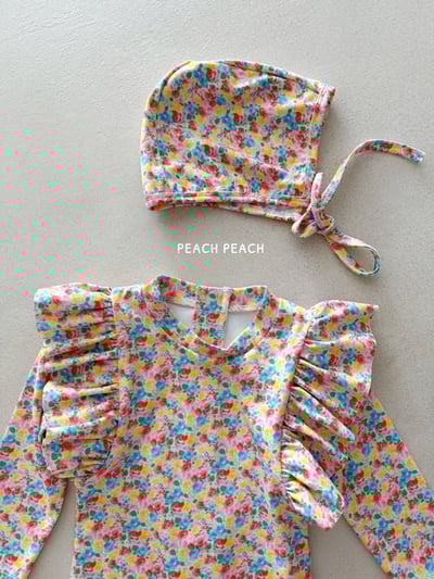 (現貨)【夏日花園連身泳衣】拉鍊款・泳衣+泳帽套組4