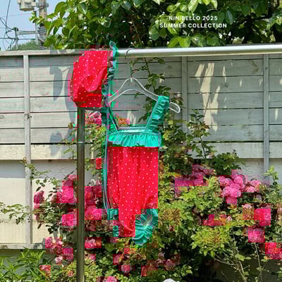 (現貨)【草莓點點泳衣】泳衣＋泳帽套組5