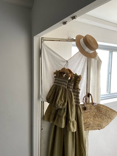 親子｜復古碎格彈性吊帶洋裝2