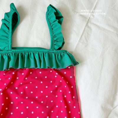 (現貨)【草莓點點泳衣】泳衣＋泳帽套組7