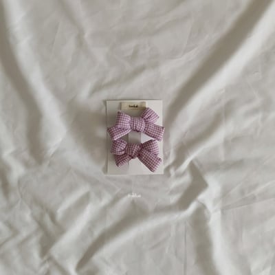 格紋蝴蝶結髮夾組 (7色)15