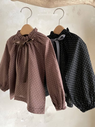 (現貨) 復古蝴蝶結點點上衣 (2色)2