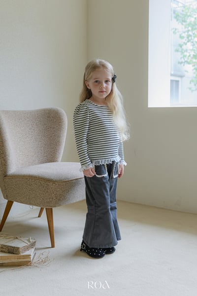 蕾絲口袋喇叭褲 (2色)10