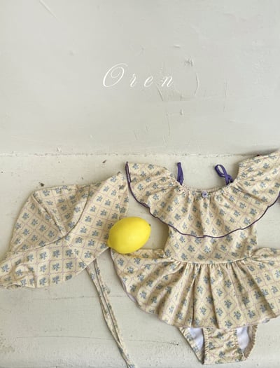 (現貨)【復古荷葉泳衣】泳衣＋泳帽套組 (2色)7