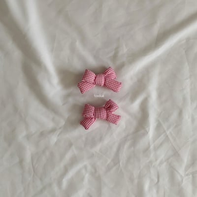 格紋蝴蝶結髮夾組 (7色)8