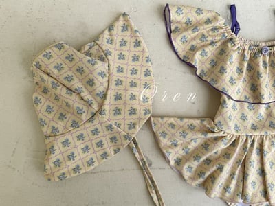 (現貨)【復古荷葉泳衣】泳衣＋泳帽套組 (2色)8