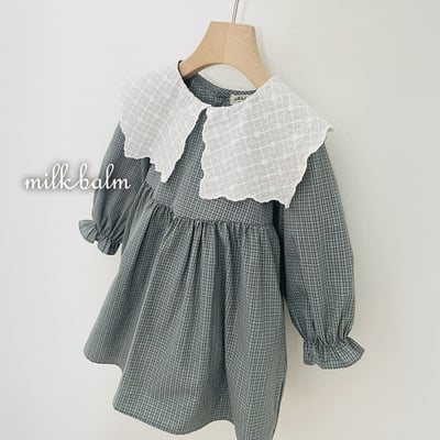 復古學院格紋洋裝 (2色)4