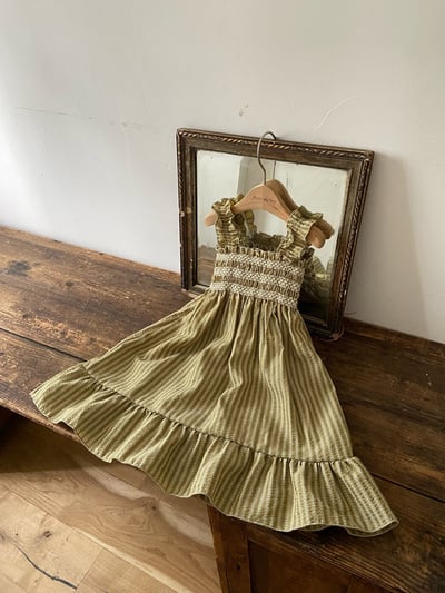 親子｜復古碎格彈性吊帶洋裝5