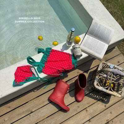 (現貨)【草莓點點泳衣】泳衣＋泳帽套組4