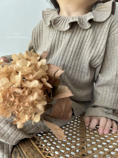 坑條荷葉領上衣 (2色)7