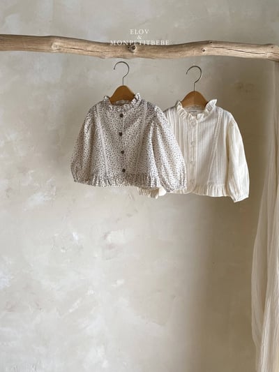 荷葉邊碎花襯衫 (2色)1