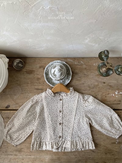 荷葉邊碎花襯衫 (2色)6