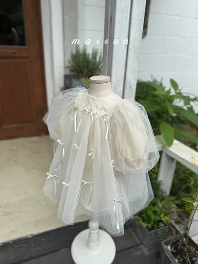 蝴蝶結薄紗洋裝 (2色)4