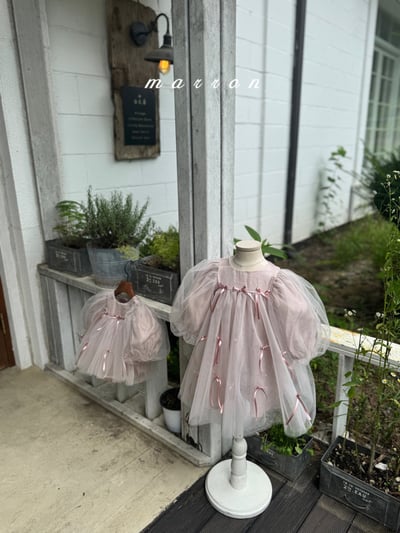 蝴蝶結薄紗洋裝 (2色)12